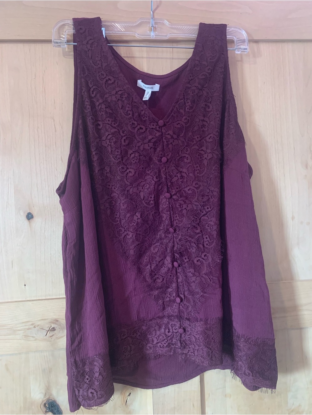 Maurices Burgundy Lace-Front Button Camisole